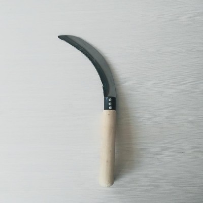 6.5inch Carbon Steel Hand Grass Sickle S1319 With Small Wooden Handle